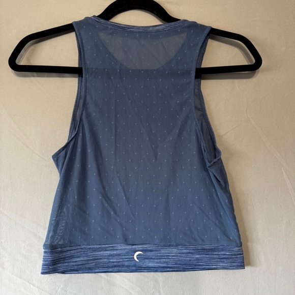Zyia Womens Mesh Crop Top M Sheer Polka Dot Blue Stretchy Athleisure Sporty READ - Picture 4 of 5